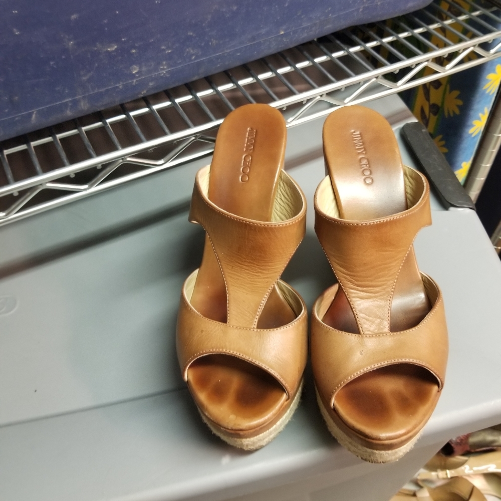 Jimmy Choo wedges. Rust brown size 40.